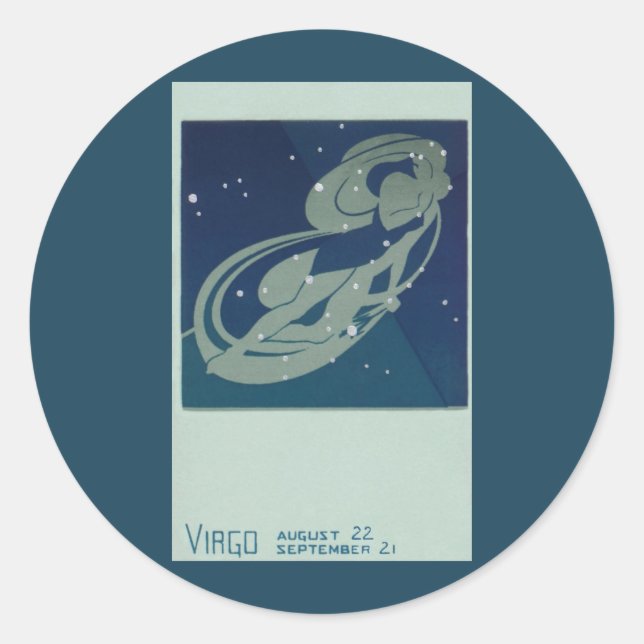 Sticker Rond Virgo Constellation Astrologie Zodiaque Vintage (Devant)