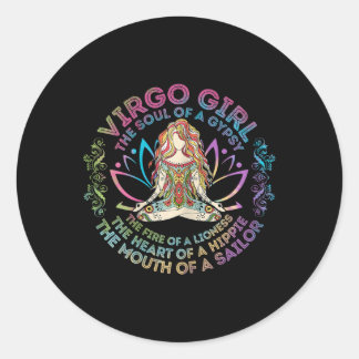 Sticker Rond Virgo Girl The Soul Of A Gypsy Birthday Hippie Sou