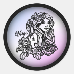 Sticker Rond Virgo La Vierge Zodiac Purple