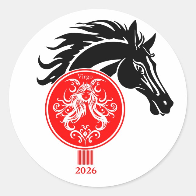 Sticker Rond Virgo x Année du Cheval 2026 (Devant)