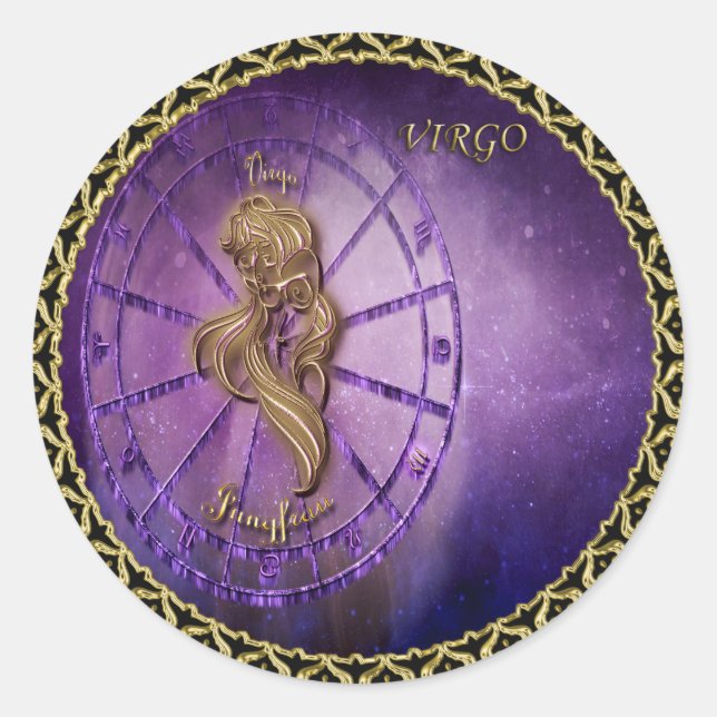 Sticker Rond virgo Zodiac Astrologie design Horoscope (Devant)