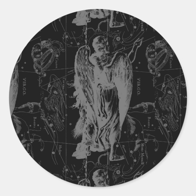 Sticker Rond Virgo Zodiac Constellation Hevelius 1690 (Devant)