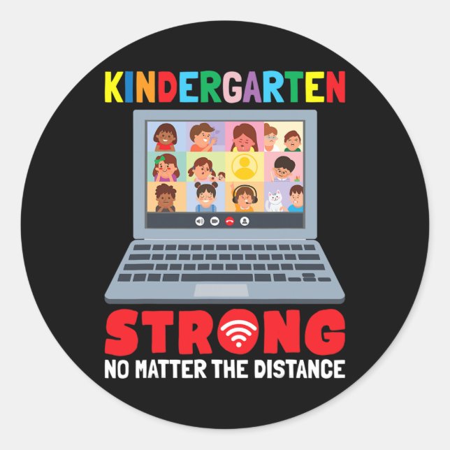 Sticker Rond Virtual Kindergarten Fun 100 jours d'enseignement  (Devant)