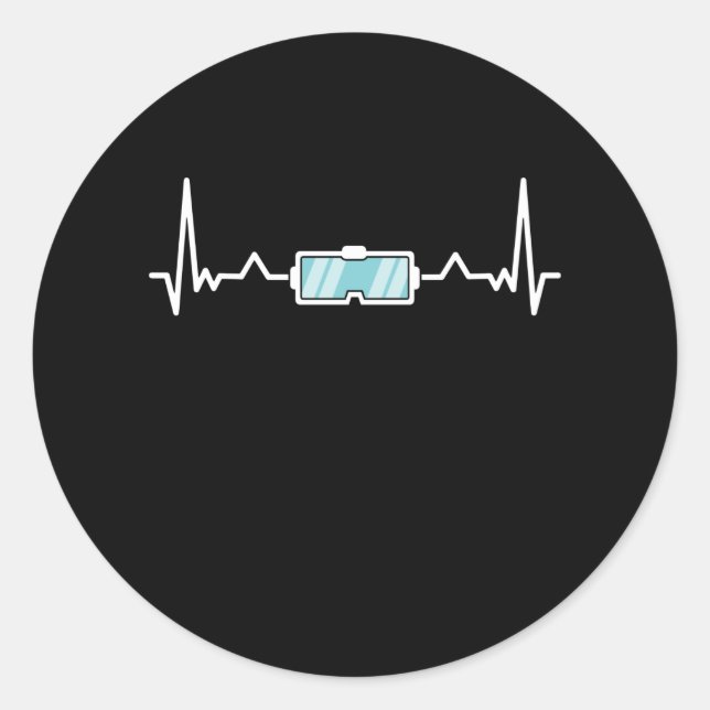 Sticker Rond Virtual Reality Gamer Heartbeat VR Cadeau (Devant)