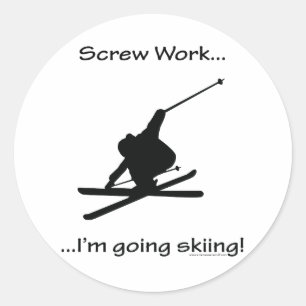 Sticker Rond Vis, je vais skier