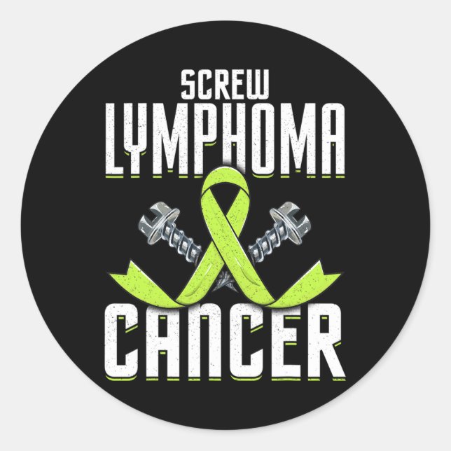 Sticker Rond Vis Lymphome Cancer Lime Sensibilisation Ruban Com (Devant)