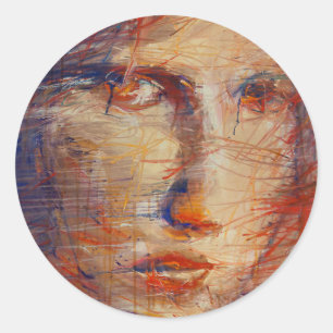 Sticker Rond Visage Abstrait