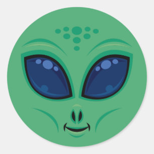 Sticker Rond Visage Alien de dessin convivial