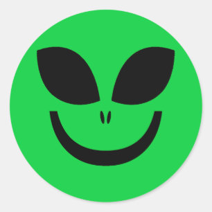 STICKER ROND VISAGE ALIEN VERT
