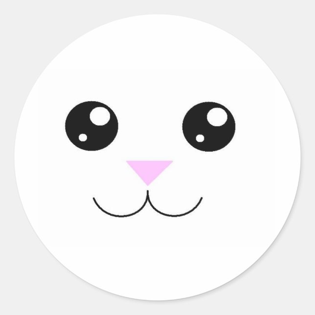 Sticker Rond Visage animal de Kawaii (Devant)