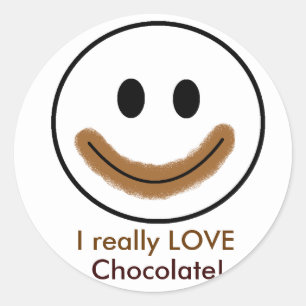 Sticker Rond Visage au chocolat "J'AIME vraiment le chocolat !"