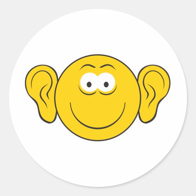 Sticker Rond Visage aux grandes oreilles (Devant)
