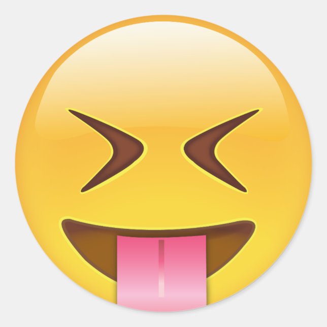 Sticker Rond Visage avec coincée la langue et étroitement les (Devant)
