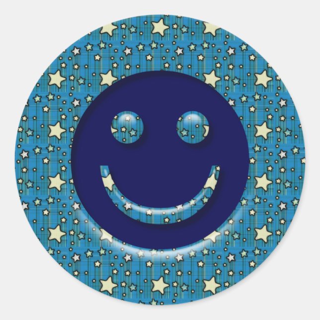 STICKER ROND VISAGE AVEC ÉTOILES (Devant)