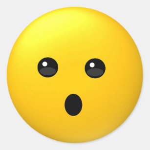 Sticker Rond Visage avec l'autocollant ouvert d'emoji de bouche