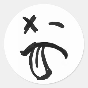 Sticker Rond Visage avec oeil noir et langue s'écartant