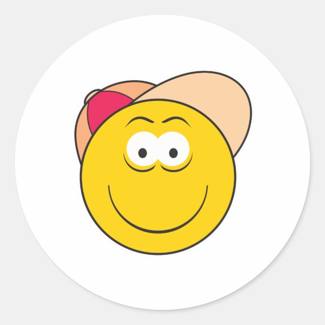 Sticker Rond Visage casquette de baseball (Devant)
