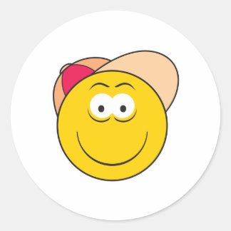 Sticker Rond Visage casquette de baseball