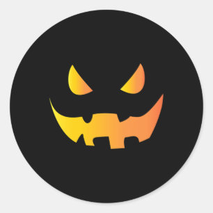 Sticker Rond Visage Citrouille effrayant pour Halloween