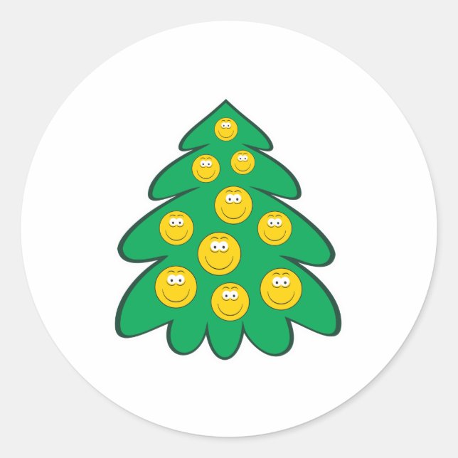 Sticker Rond Visage d'arbre de Noël (Devant)