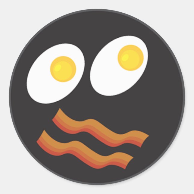 Sticker Rond visage de bacon et d'œufs (Devant)