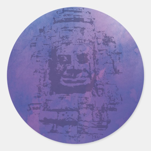 Sticker Rond Visage de Bayon violet (Devant)