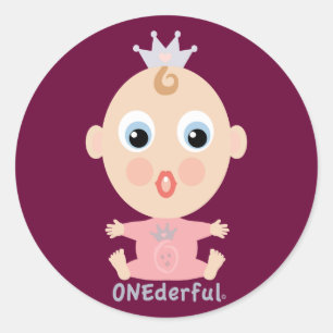 Sticker Rond Visage de BÉBÉ d'ONEderful - rose