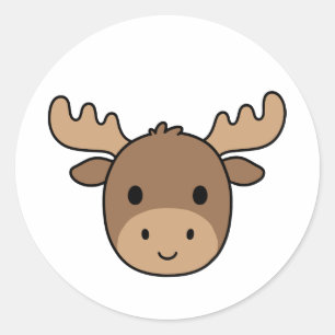 Sticker Rond Visage de bébé orignal mignon