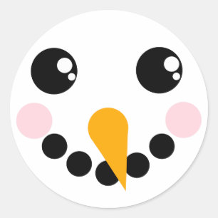 Sticker Rond Visage de bonhomme de neige