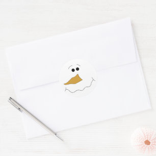 Sticker Rond Visage de bonhomme de neige