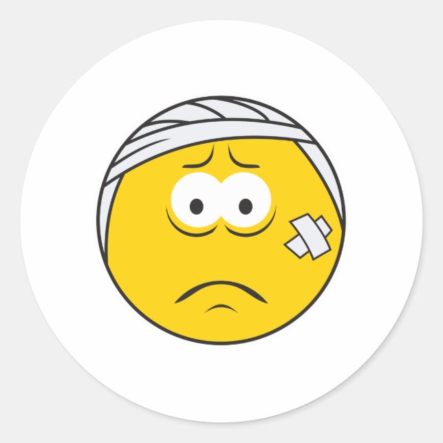 Sticker Rond Visage de Boo Boo blessé (Devant)