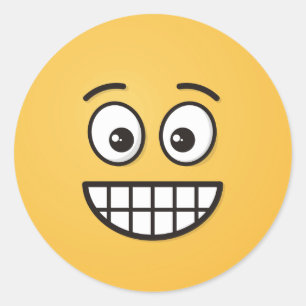 Sticker Rond Visage de broyage avec yeux ouverts