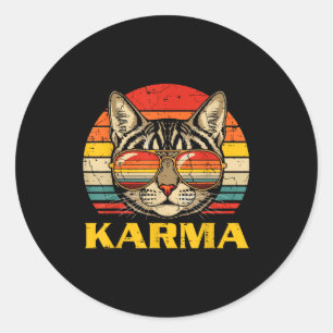 Sticker Rond Visage de Chat Lunettes Karma Drôle Chat Chaton Ho