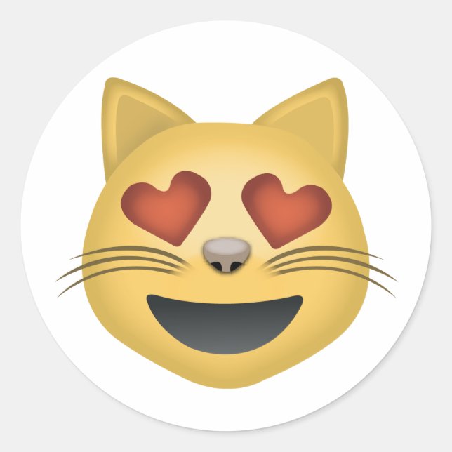 Sticker Rond Visage de chat souriant avec les yeux en forme de  (Devant)
