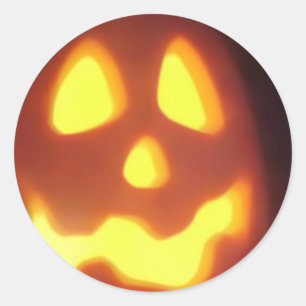 Sticker Rond Visage de citrouille de Halloween