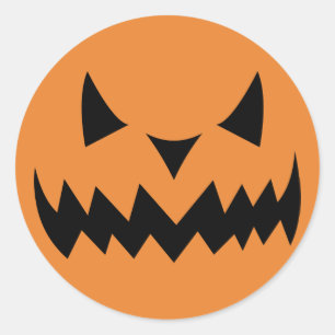 Sticker Rond Visage de citrouille de Halloween
