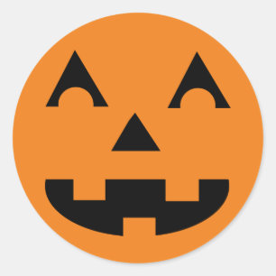 Sticker Rond Visage de citrouille de Halloween Jack-o'-lantern