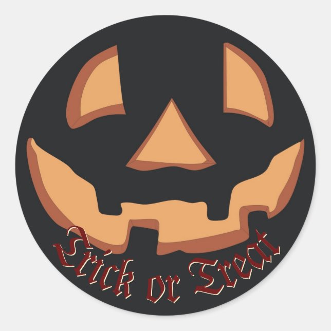 Sticker Rond Visage de citrouille pour Halloween (Devant)