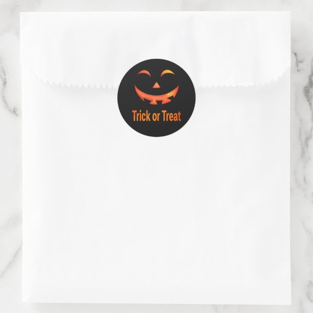 Sticker Rond Visage de citrouille pour la fête d'Halloween (Sac)