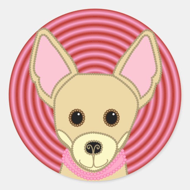Sticker Rond Visage de fille du Chihuahua (Devant)