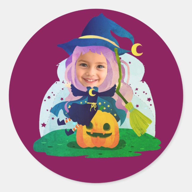 Sticker Rond Visage de Fille Personnalisé (Devant)