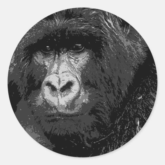 Sticker Rond Visage de Gorilla (Devant)