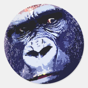 Sticker Rond Visage de Gorilla