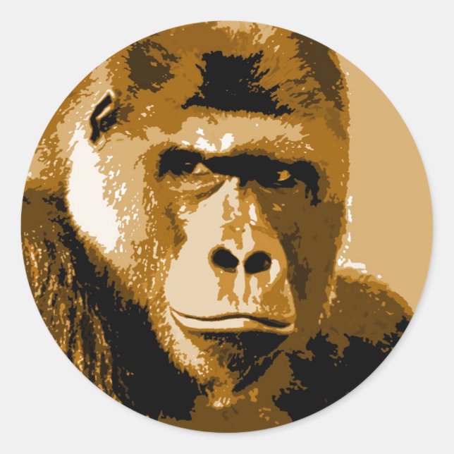 Sticker Rond Visage de Gorilla (Devant)