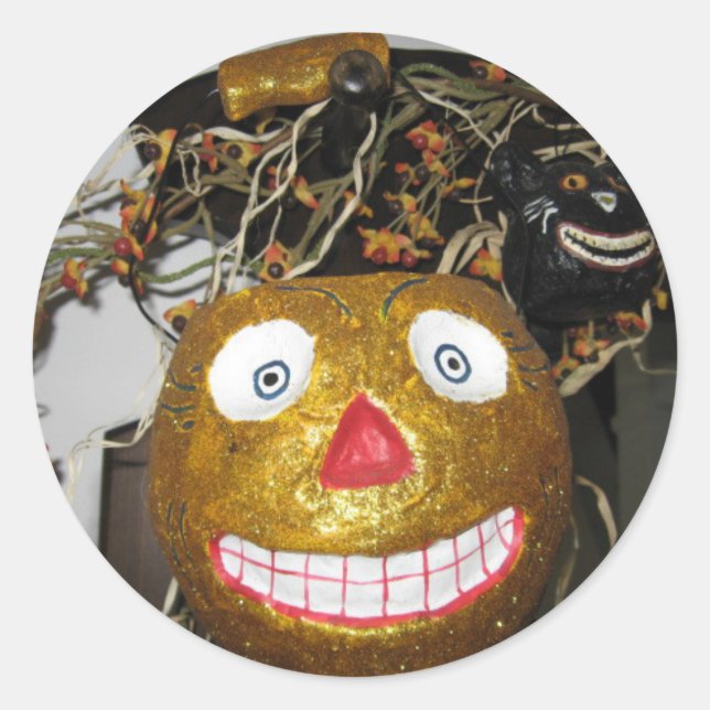 Sticker Rond Visage de grincement (Devant)