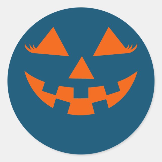 Sticker Rond Visage de Jack-o'-lantern citrouille avec des cils (Devant)