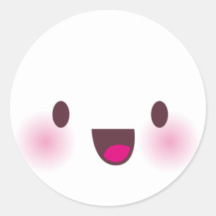Sticker Rond visage de Kawaii