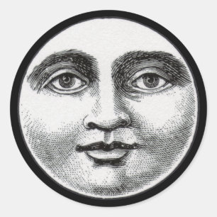 Sticker Rond Visage de la lune