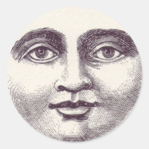 Sticker Rond Visage de la lune