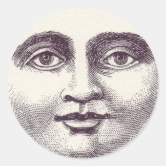Sticker Rond Visage de la lune